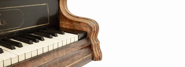 Teclado Piano Vintage Isolado Fundo Branco — Fotografia de Stock