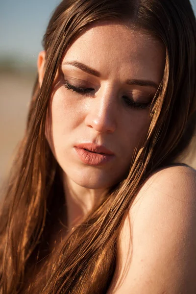 Portrait of a girl with beautiful eyes closeup Stock Photo SergeyTay 160341436