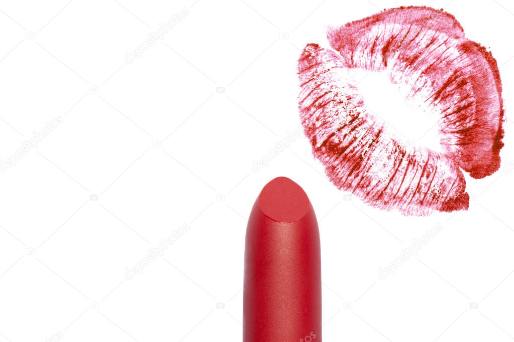 Beautiful red trail of red lips