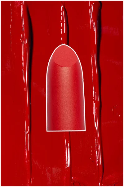 Rouge à lèvres rouge pour femme close-up — Photo