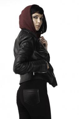 Deri ceket Studio seksi kız