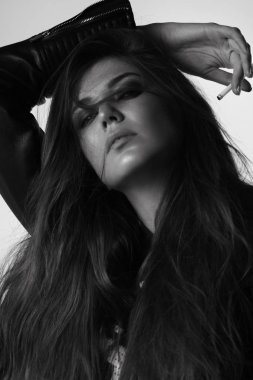 Deri ceket Studio seksi kız