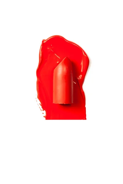 Texture Rouge Lèvres Rouge Classique Sur Fond Blanc Close — Photo