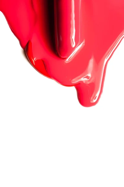 Textura Lápiz Labial Rojo Clásico Sobre Fondo Blanco Cerca — Foto de Stock