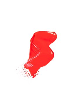 Bir kadın için kırmızı kozmetik. Beyaz arkaplanda bir örnek.