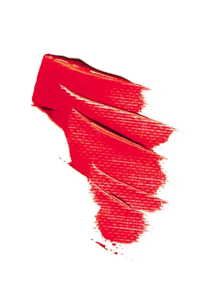 Kırmızı Rujun Güzel Fotoğrafı Beyaz Arkaplanda Kırmızı Rujun Dokusu — Stok fotoğraf