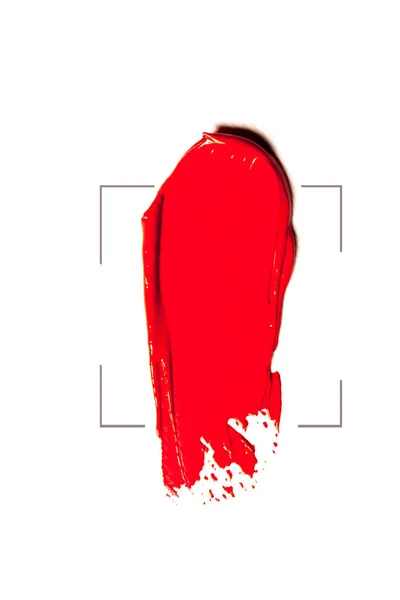美丽的红色口红照片 白色背景上的红色口红纹理特写 — 图库照片