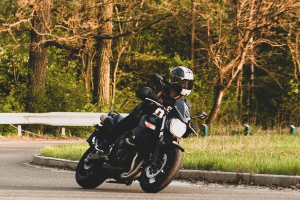 Esportes Bela Motocicleta Preta Close — Fotografia de Stock