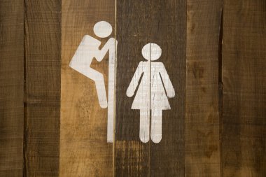 Komik wc tuvalet sembolleri adam bak tuvalete kadına