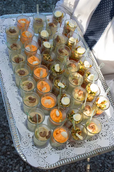 Verrine para almoço moderno ou lanche antes de comer festa — Fotografia de Stock