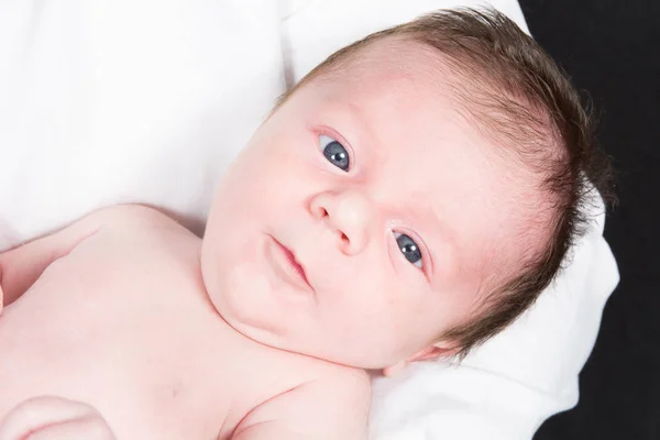 Un hermoso bebé recién nacido en los brazos — Foto de Stock
