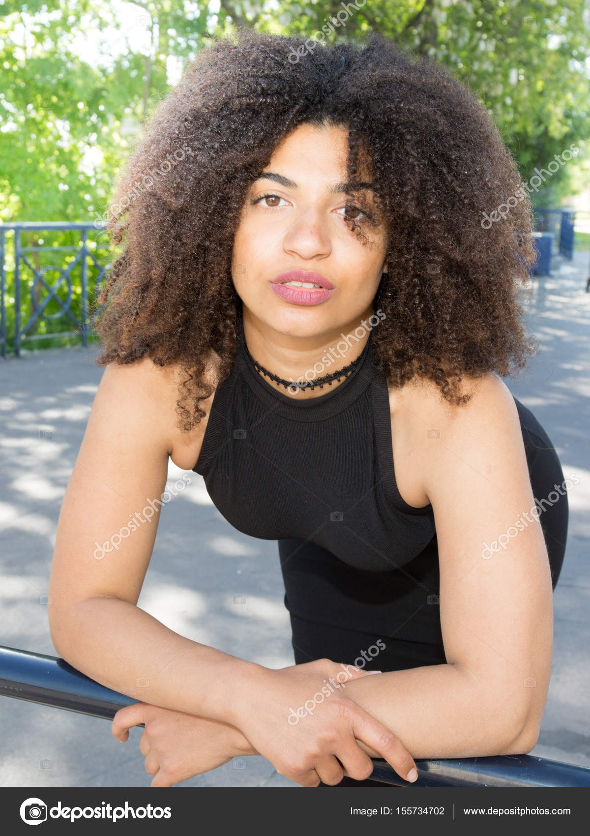Beautiful Brunette Girl Mixed With Curly Hair Stock Photo