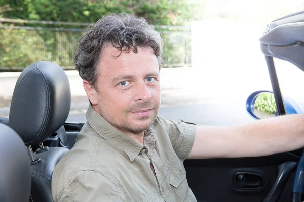 Handsome man forties in convertible car summer — Stock Photo, Image