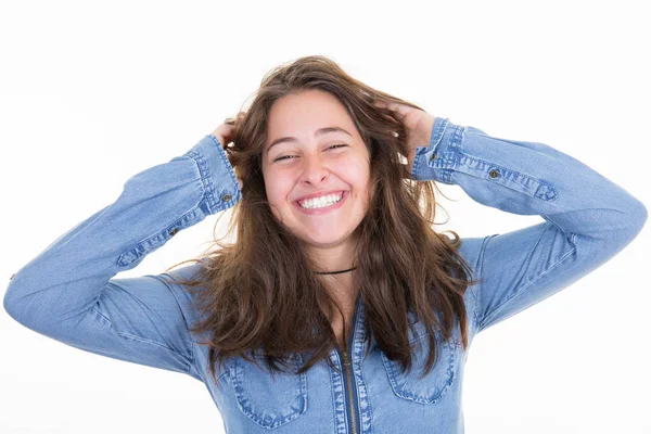 Sonriente Divertida Joven Mujer Feliz —  Fotos de Stock