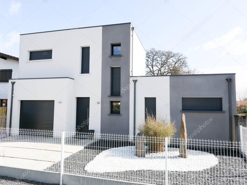 Neubau Haus Grauen Und Weißen Moderne Wohn Und Design — Stockfoto