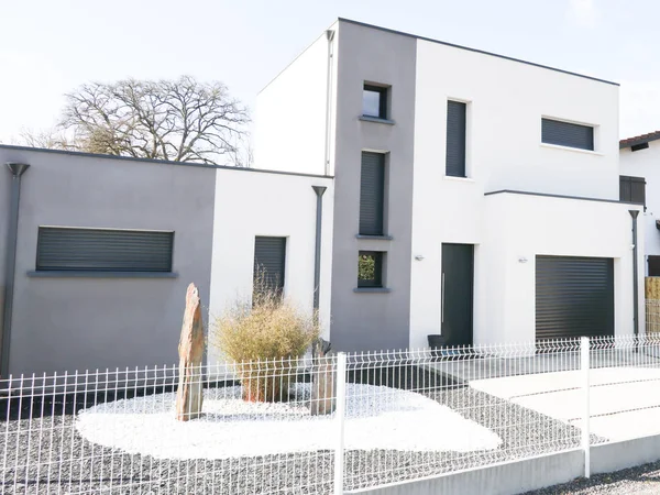 Neubau Haus Grau Und Weiß Modernen Wohn Und Designstil