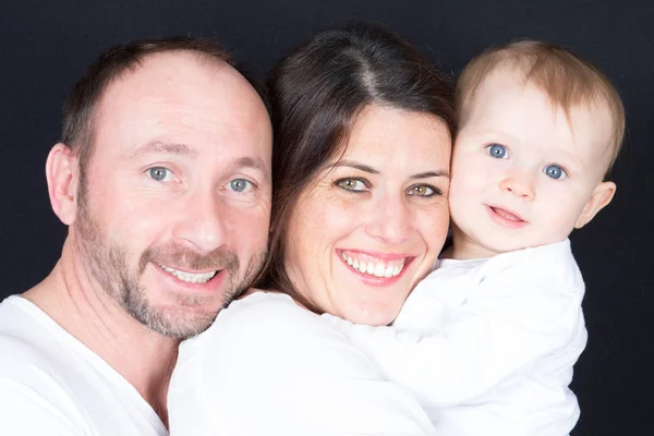 Happy Young Family One Child Boy Having Fun Together Isolated — Stock Photo, Image