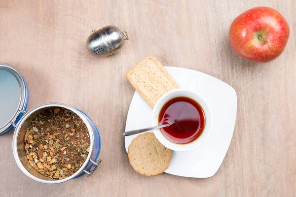 Mesa Con Aperitivo Durante Cuatro Horas Incluyendo Pasteles Secos Una —  Fotos de Stock