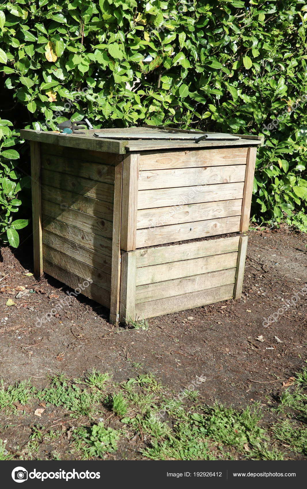 Wood Compost Bin Family Garden Home Stock Photo Sylv1rob1 192926412 Wood Compost Bin Family Garden Home Stock Photo