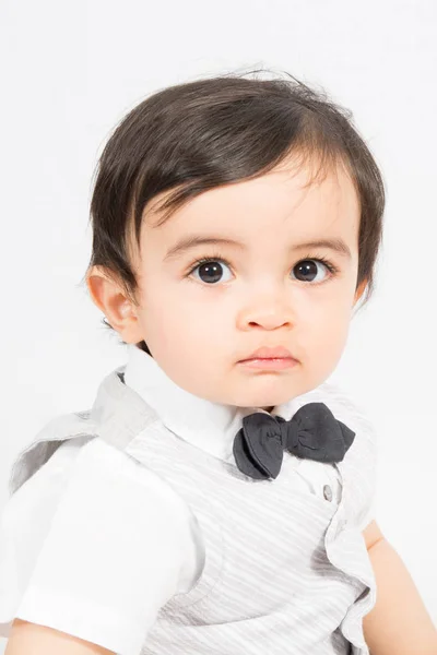 Menino Bonito Com Corte Cabelo Laço — Fotografia de Stock