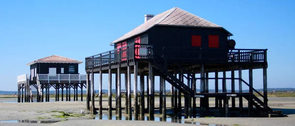 Dois Cabannes Tchanque Bacia Símbolo Arcachon Sudoeste França — Fotografia de Stock