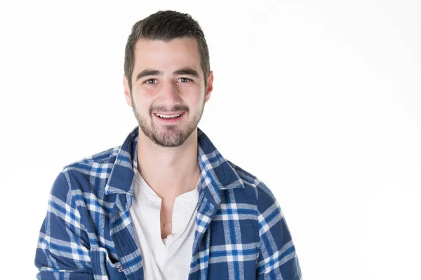 Hipster Sorrindo Homem Com Barba — Fotografia de Stock