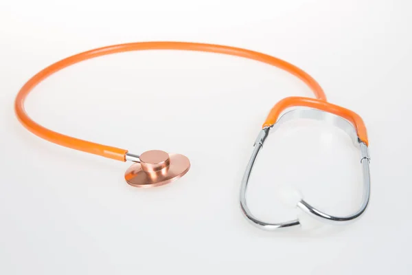 Nya Orange Stetoskop Phonendoscope Vit Bakgrund Som Isolerade — Stockfoto