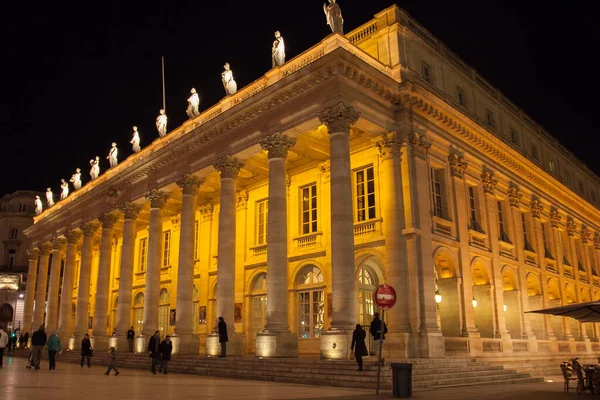 Bordéus Aquitânia França 2019 Vista Noturna Grande Ópera Nacional Teatro — Fotografia de Stock