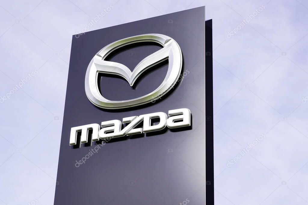 Bordeaux , Aquitaine / France - 10 02 2019 : Mazda shop Corporation car dealership sign store Japanese  vehicle automotive manufacturer