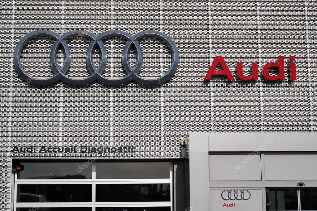 Bordeaux , Aquitaine / France - 10 27 2019 : Audi Car Sign shop dealership store vehicle logo