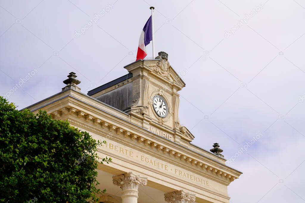 arcachon city hall french flag town hall france