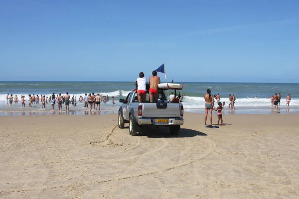 Lacanau Aquitaine France 2019 Lifeguard Car Beach Men Saver Security — 스톡 사진