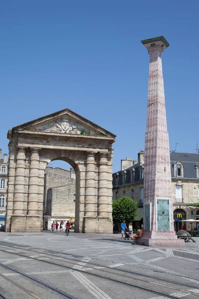 Bordeaux Aquitaine Francie 2019 Bordeaux Gate Porte Aquitaine Arch Náměstí — Stock fotografie