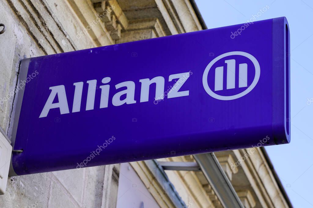 Bordeaux , Aquitaine / France - 11 13 2019 : allianz insurance logo sign store office brand financial services providers