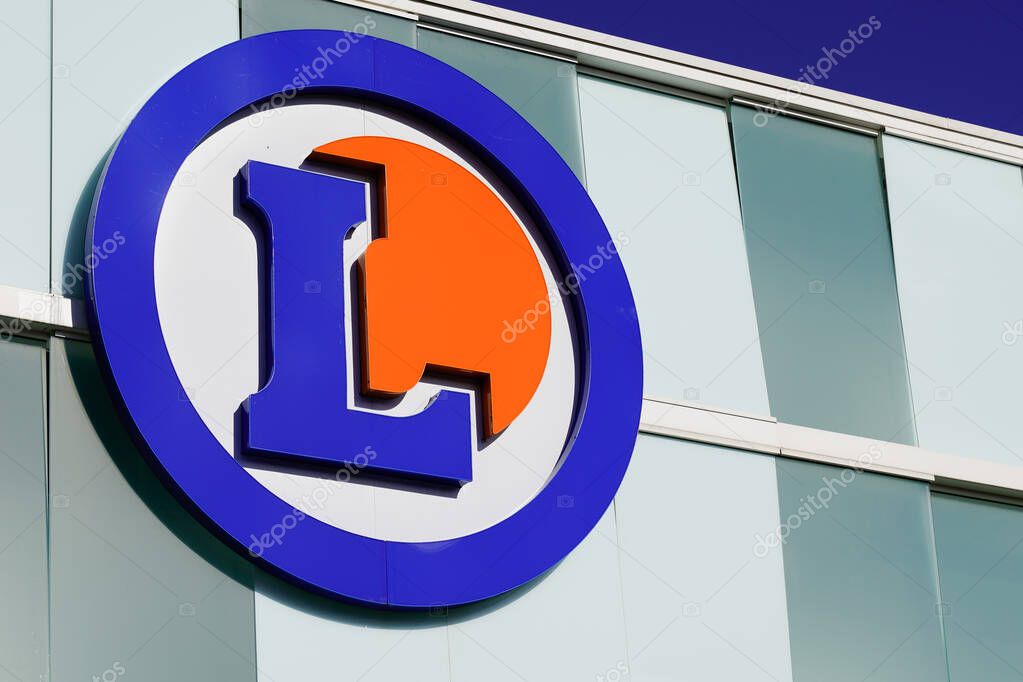Bordeaux , Aquitaine / France - 11 13 2019 : E.Leclerc sign logo Company signboard  Leclerc French hypermarket