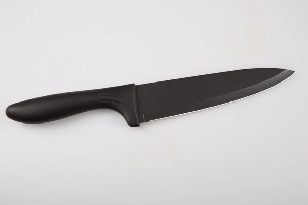 Hand Black Drawn Cooking Knife White Background — Stock Photo, Image