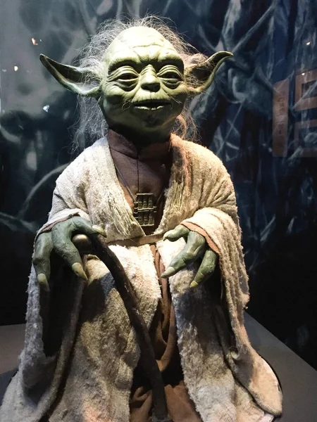 Bruxelles België 2018 Star Wars Identiteiten Tentoonstelling Yoda Met Authentiek — Stockfoto