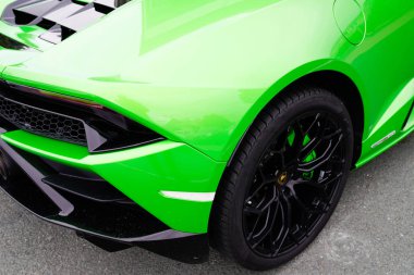 Bordeaux, Aquitaine / France - 11 18 2019: Lamborghini Huracan evo araba Performante wheel black supercar