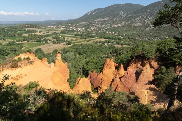 Roussillon Formações Rochosas Coloridas Ocre Francês Colorado Provencal Provence França — Fotografia de Stock