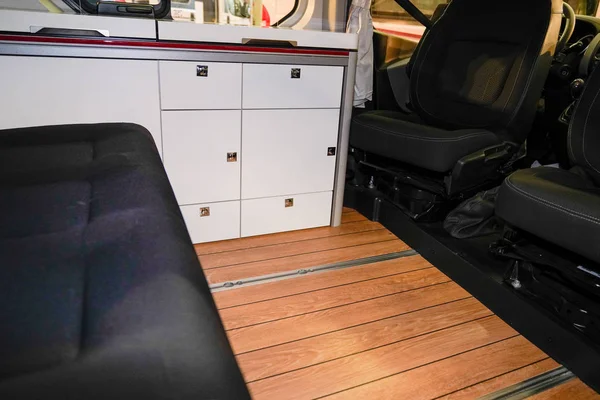 Recreatieve Houten Voertuig Interieur Camper Camper — Stockfoto