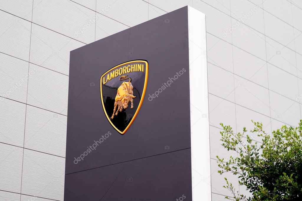Bordeaux , Aquitaine / France - 11 30 2019 : Lamborghini car store sport automobiles sign logo dealership luxury shop supercar
