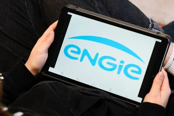 法国阿基坦波尔多 2019 Engie Sign Screen Tablet Electricity Natural Gas Distribution — 图库照片