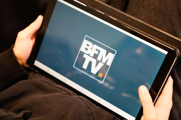 Burdeos Aquitania Francia 2019 Logotipo Señal Televisión Bfm Pantalla Tableta — Foto de Stock