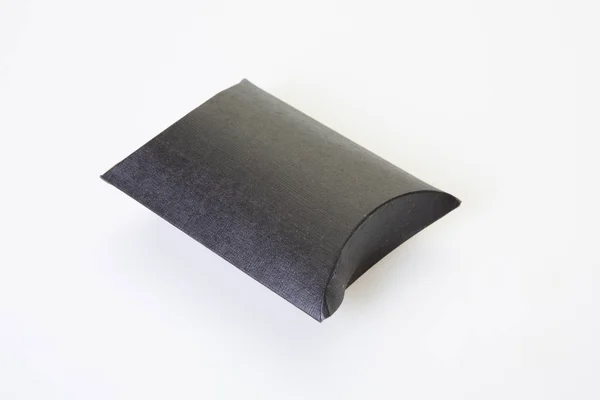 Boîte Noire Cadeau Bijoux Carton Réel Sur Fond Blanc — Photo