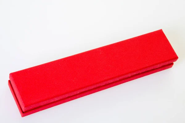 Sieraden Box Rood Cadeau Gesloten Voor Armband Witte Achtergrond — Stockfoto