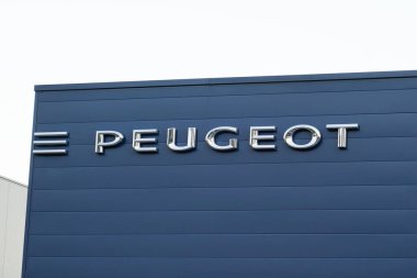 Bordeaux, Aquitaine / France - 12 04 2019: Peugeot metin tabelası araba bayii araçları perakende satış mağazası