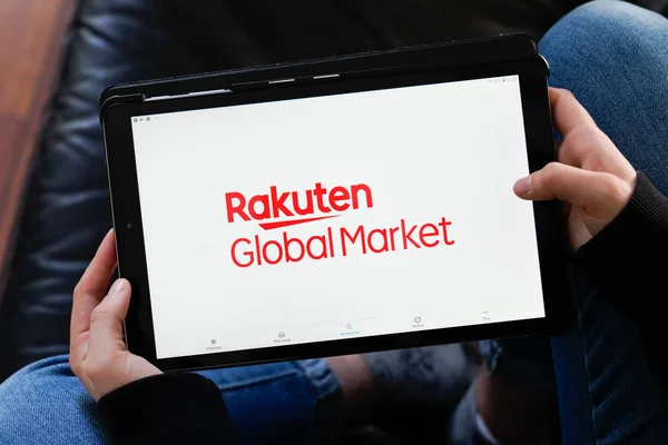 Bordéus Aquitânia França 2019 Rakuten Sinal Logotipo Tela Tablet Store — Fotografia de Stock