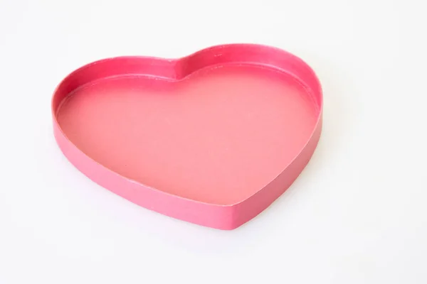 Pink Gift Box Love Heart Shape White Background — Stock Photo, Image