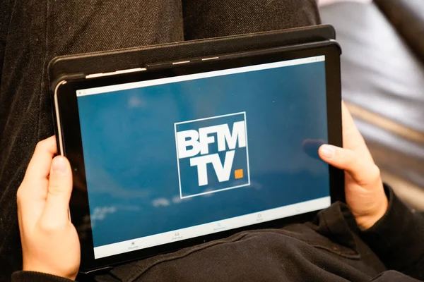 Bordeaux Aquitaine France 2019 Bfm Signe Logo Nouvelles Tablette Écran — Photo