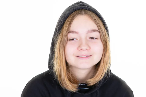 Teenager Dívka Vzrušený Hledá Stranu Překvapený Šťastný Mladý Dospívající Dívá — Stock fotografie
